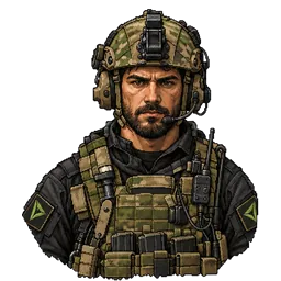 Falcão, líder da Garra, de capacete e rádio.