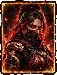 Víbora Escarlate, skin lendária de operador do Passe Premium, máscara e cobra no ombro.